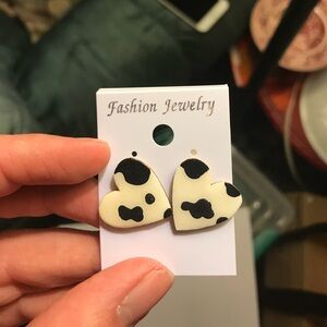 Cow print hand painted stud earrings